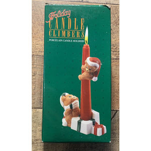 Bear Holiday Candle Climbers Christmas Candle Set Vintage Giftco
